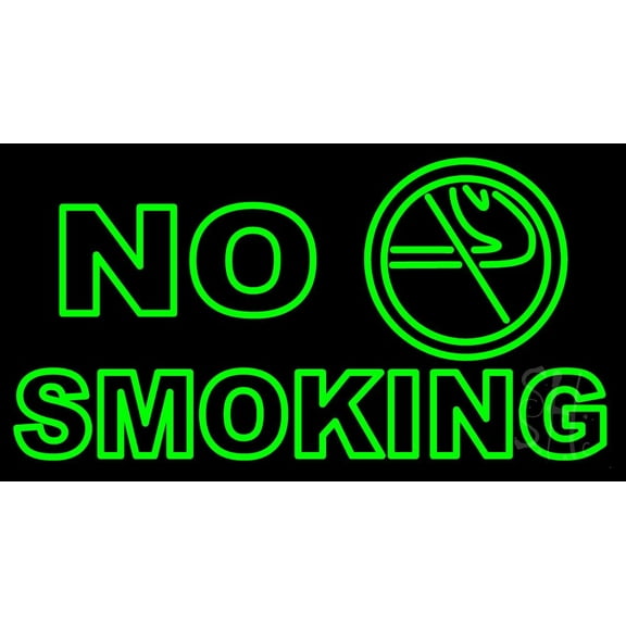 Green No Smoking LED Neon Sign 13 x 24 - inches, Clear Edge Cut Acrylic Backing, with Dimmer - Bright and Premium built indoor LED Neon Sign for Bar decor.