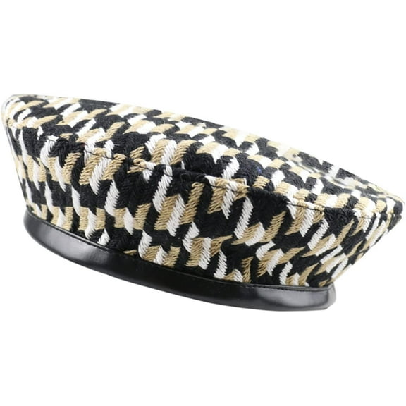 CoCoMangos Plaid Beret Hats for Women Autumn Winter Houndstooth French Berets Cap