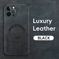 thumbnail image 2 of ELEHOLD For iPhone 12 Pro Max Luxury Leather Magnetic Shockproof Case Slim Drop Protection Cover, Lens & Screen Protection, Compatible with Magsafe, Skin-Friendly, Black, 2 of 9