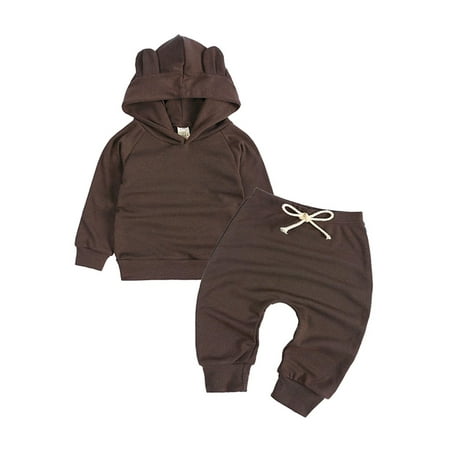 

Lilgiuy Kids Sweatsuits Fall Winter 2 Piece Hoodies Outfits Casual Solid Long Sleeve Athletic Pant Pullover Sweatshirt Set for 6-9 Months
