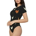 thumbnail image 2 of Daiia Funny Chicken print Women's Crew Neck Short Sleeve Bodysuit Fashion Tops Fit Casual Basic Extender Bodysuit-Large, 2 of 9