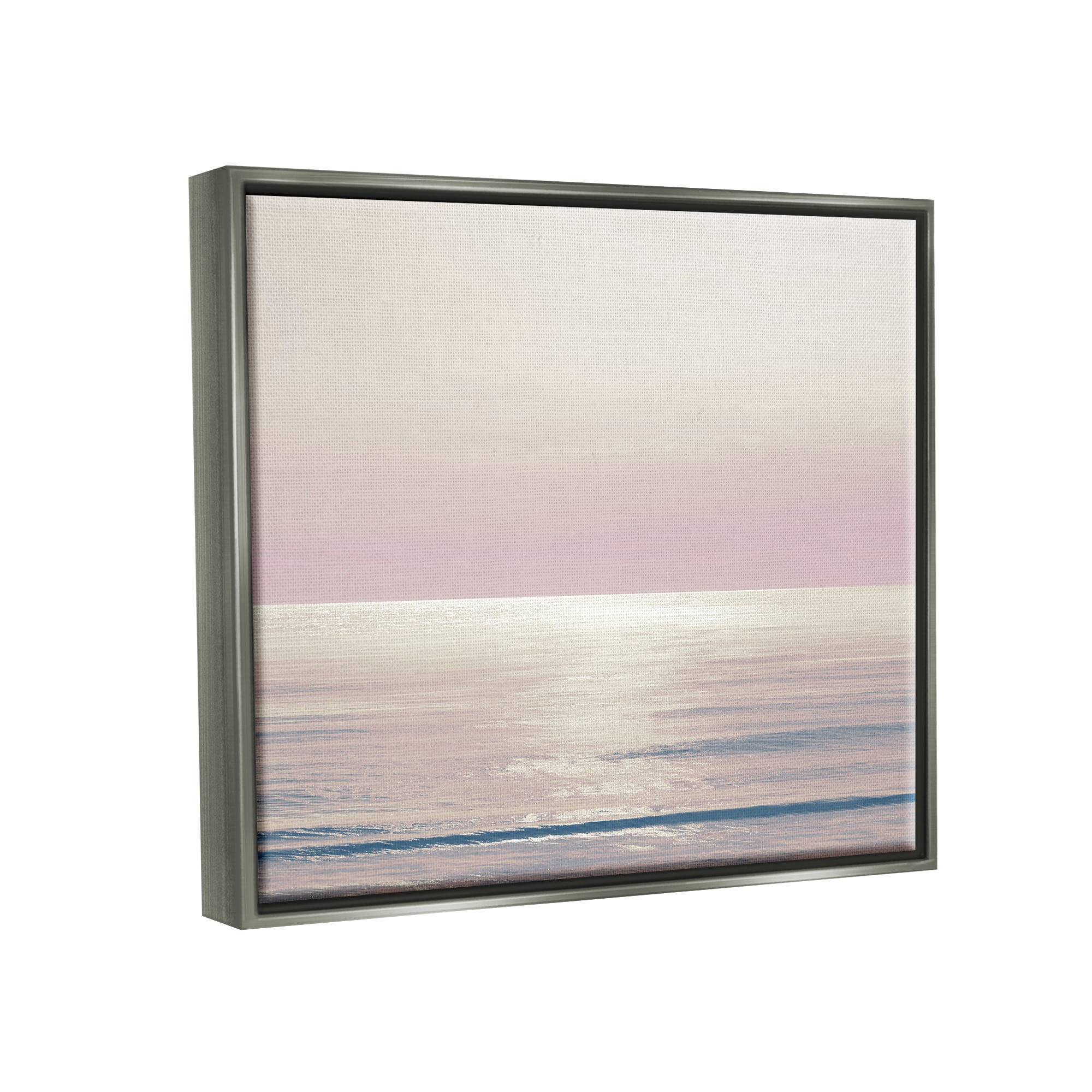 Stupell Industries Pastel Ocean Horizon Landscape Photography Gray Floater Framed Canvas Art Print Wall Art, 21 x 17