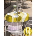 thumbnail image 5 of Fsddascl Yellow Stripes Outdoor Tablecloth - 60 Inch Round Dining Table Cover, Retro Farmhouse Gradient Ripple Pattern Waterproof Outdoor Table Cloth with Umbrella Hole & Zipper for Picnic/Patio, 5 of 7