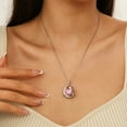 thumbnail image 3 of Juwaliy 13MM Mujeres Moon Star Necklace Corazón Piedra de Nacimiento de Octubre Dije de Plata Esterlina 925 Turmalina Rosa Joyería de Avión Regalo de Navidad Cumpleaños Día de San Valentín para, 3 of 10