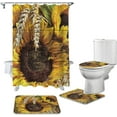 thumbnail image 2 of FMSHPON Sunflower 4 Piece Bathroom Set Shower Curtain Bath Rug Contour Mat and Toilet Lid Cover, 2 of 8