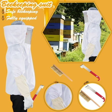 

Bee Protective Clothing Bee Brush Scraper Anti-Bee Gloves Beekeeping Tool Set