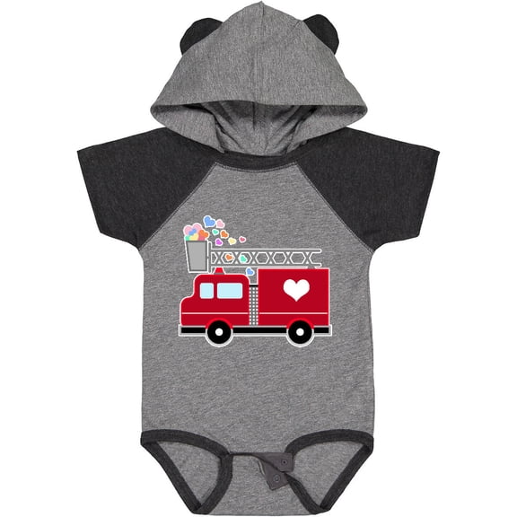 Inktastic Easter Red Firetruck with Pink Hearts Boys or Girls Baby Bodysuit