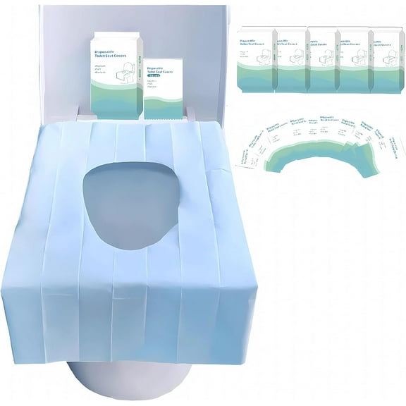 100PCS Toilet Seat Covers Disposable, Portable Toilet Seat Cover, Ecological Antibacterial Universal Potty Shields, Biodegradable Paper, Waterproof, Individually Packed for Travel