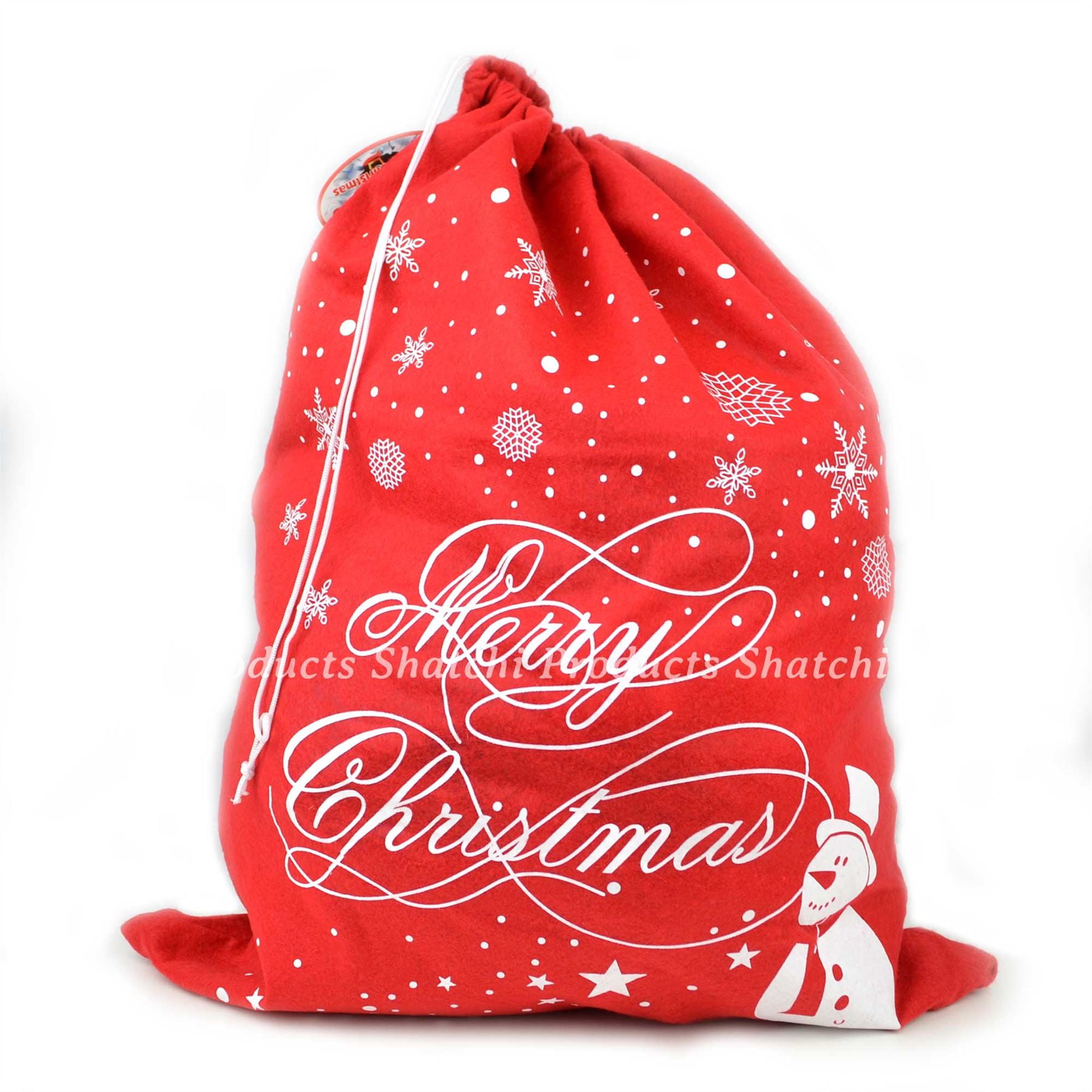 Christmas Santa Sack Stocking Sock Gifts Bag Xmas Accessories Snowman Snowflake 