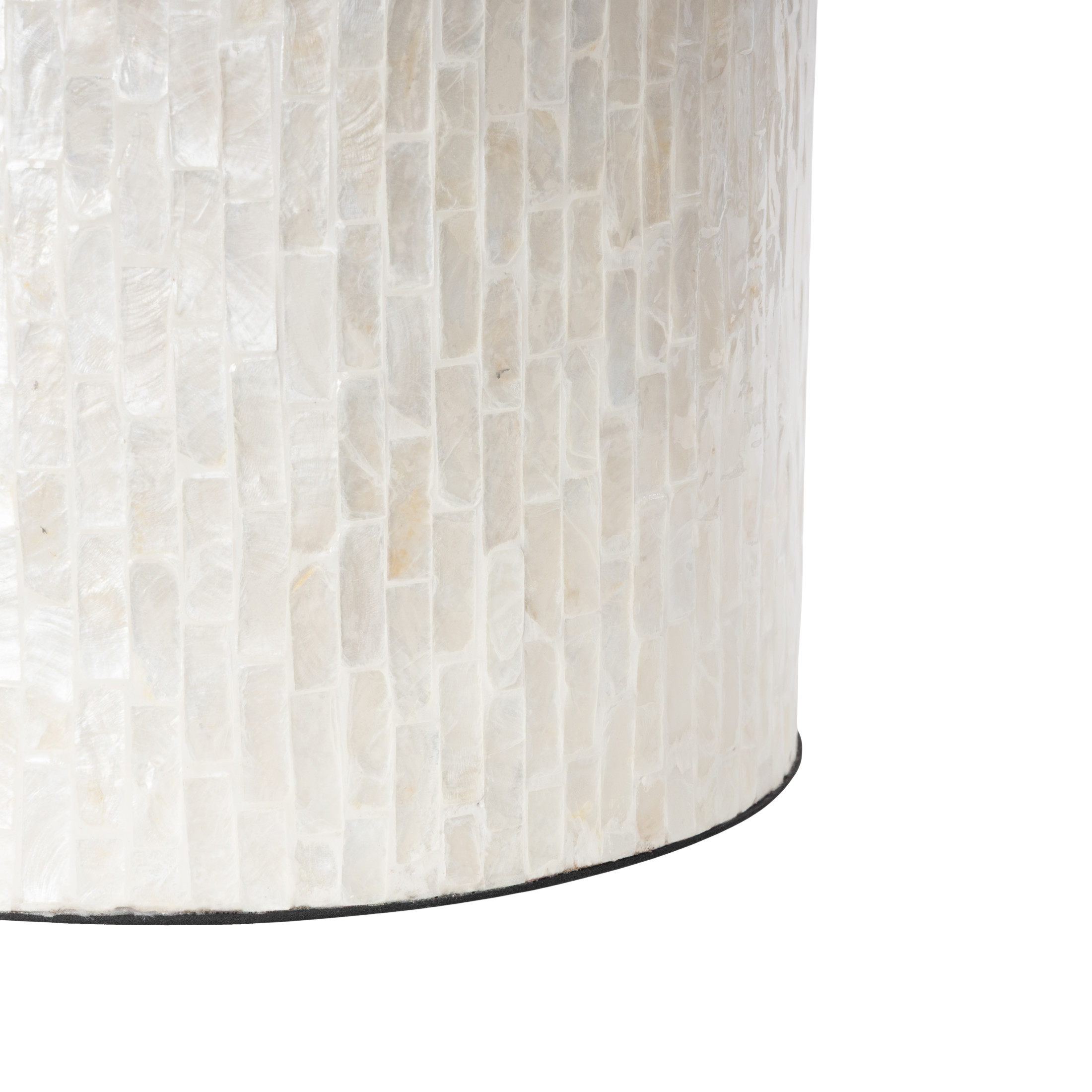 DecMode 18" x 22" Cream Capiz Shell Handmade Pedestal Mosaic Inlay Accent Table, 1-Piece