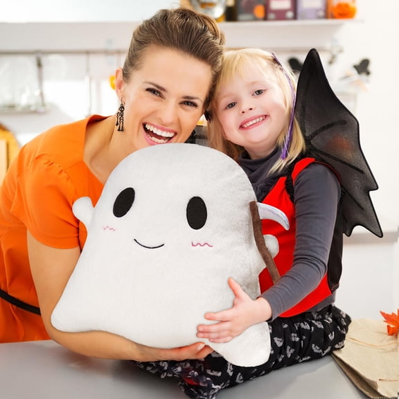 Euahivb Ghost Plush Pillow with Scythe 11.8 x 13.8 Inch Soft Stuffed Cushion for Couch Living Room Bedroom Spooky Fall Decor