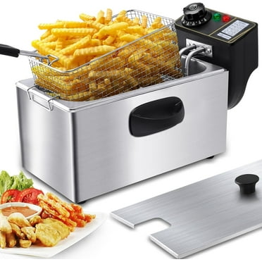 CENYEDA 4L Single Tank Stainless Steel Deep Fryer with Basket – Electric Fryer for Home Use