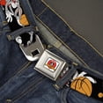 thumbnail image 2 of Looney Tunes Belt, Seatbelt Buckle Belt, Bugs Bunny Basketball Poses Black, 30 to 44 Inches, 2 of 9
