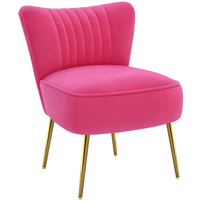 HOMCOM Chaise d'Appoint Sans Accoudoirs avec Pieds Dorés Dossier Capitonné pour Chambre