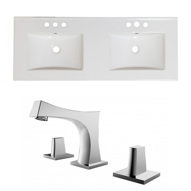 American Imaginations 59-in. W 3H8-in. Ceramic Top Set In White Color AI-27153