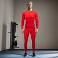 thumbnail image 2 of IWRICH Men's Compression Outfits Cool Long Sleeve Athletic Sets 2 Piece Sports Base Layer Workout Leggings Red XXL, 2 of 9