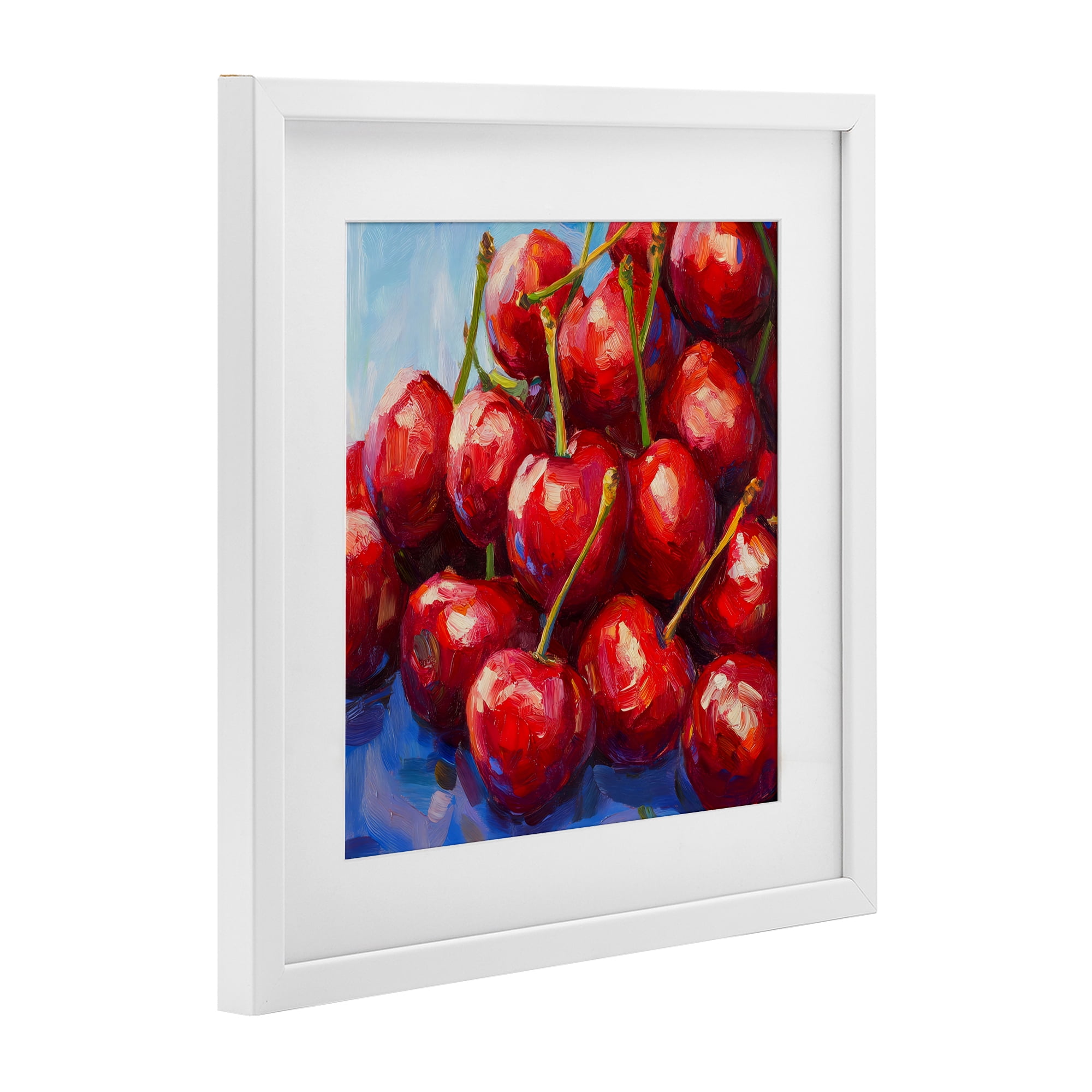 Stupell Industries Luscious Red Cherries of Summer White Framed Print Under Glass, design by Petal Prints Design