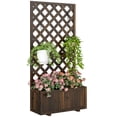 thumbnail image 1 of Outsunny 2.4 x 1 x 4.9 ft Garden Wooden Pine Trough Planter with Trellis, 1 of 10