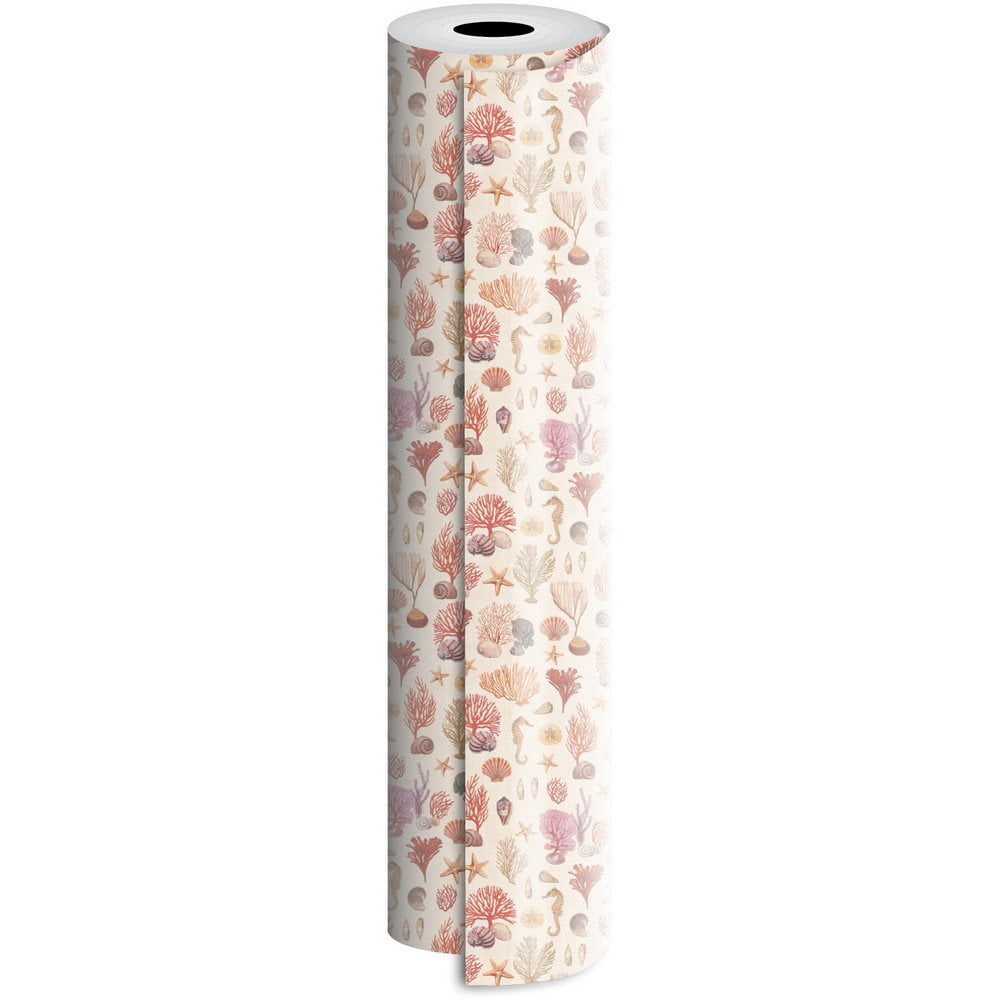 JAM Paper Industrial Size Bulk Wrapping Paper Rolls, Coral Reef Design