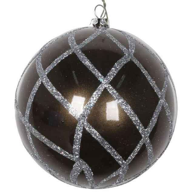Vickerman MT198087D 4 in. Pewter Candy Glitter Net Ornament - 3 per Bag