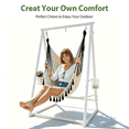 thumbnail image 2 of Hammock Chair Hanging Rope Swing & Stand Set with Two Holders, Heavy Duty Hanging Stand with Three Hooks, Multi-Use for Indoor Outdoor Patio Yard Garden (White), 2 of 7