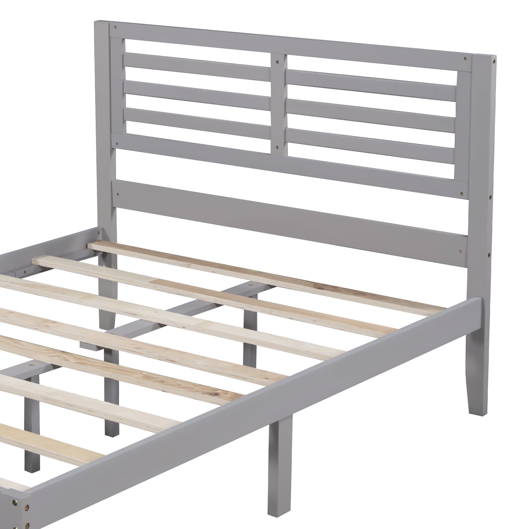 Lowestbest Wooden Full Platform Bed with Drawer, Modern Bedroom Furniture in Gray Lowestbest Wooden Full Platform Bed with Drawer, Modern Bedroom Furniture in Gray