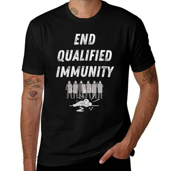 End Qualified Immunity Graphic Mens T Shirts Cotton Short Sleeve T-Shirt Crew Neck Tees Casual Shirt
