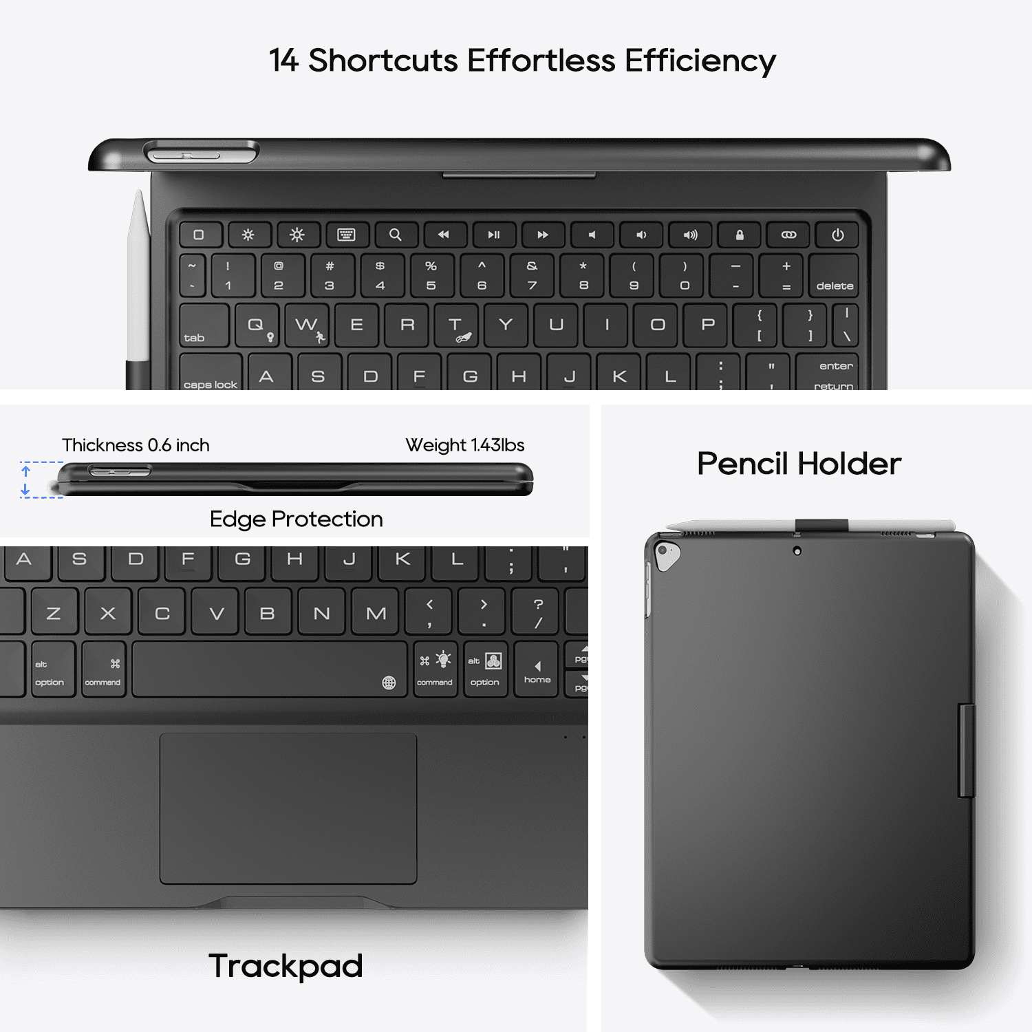 Pekarejue Wireless Keyboard Case for 2021 Apple iPad 10.2 inch 9th 8th 7th Generation, iPad Air 3rd and iPad Pro 10.5 2nd Gen: Rotatable Cover with Pencil Holder, Multi-Touch Trackpad, RGB Backlit