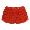 thumbnail image 7 of adviicd Women Y2k Lace Splice Shorts Layered Bloomers Ruffle Lace Trim Pumpkin Pants Elastic Waist Mini Short Pants Red, S, 7 of 7