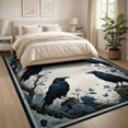 thumbnail image 3 of ODIKA 8'x10' Washable Area Rug Non-Shedding, Easy Care, Crow Raven Gothic Damask Mystical Motifs Border Skull Ornate for King Size Bedroom Under Bed, Master Suite, 3 of 7