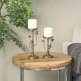 thumbnail image 2 of DecMode 2 Candle Gold Metal Abstract Mushroom Inspired Candle Holder, Set of 2, 2 of 11