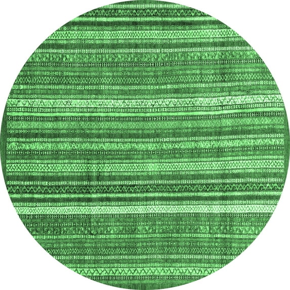 Ahgly Company Indoor Round Abstract Emerald Green Modern Area Rugs, 5' Round