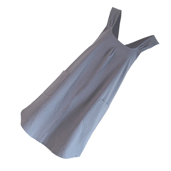 LOLIPPYY Grey Cotton Sleeveless Kitchen Apron for Adults, Oil Resistant, Cooking Apron, 1 Piece
