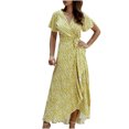 thumbnail image 1 of SMihono Robe d'Été pour Femmes Grande Taille Été Femmes Aguichant à Col en V Imprimée Dames à Manches Courtes Robe de Plage Décontractée, 1 of 8