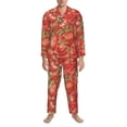 thumbnail image 3 of Salouo Strawberry Print Button-Front Long Sleeve Pajama Set for Men, Soft 2Pjs Men's Long Sleeve Sleepwear-X-Large, 3 of 7