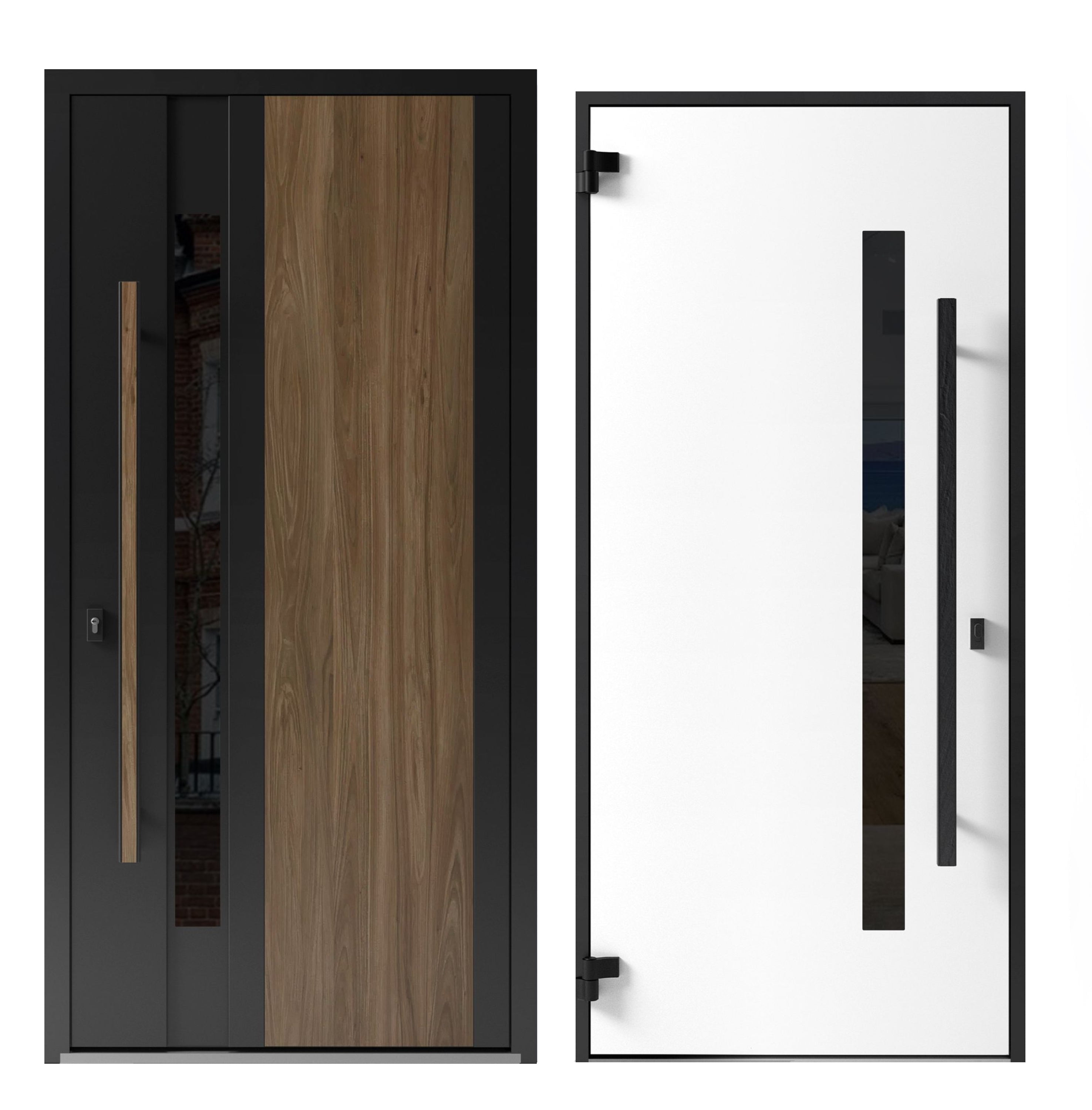 Front Exterior Prehung Steel Door Dekton 0163 Venezia Noce Entry Metal Modern Painted W36" x H80" Left hand Inswing