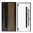 thumbnail image 4 of Front Exterior Prehung Steel Door / Dekton 0163 Venezia Noce / 2 Side Exterior Windows Sidelites/ Entry Metal Modern Painted W16+36+16x80 Left-hand, 4 of 6