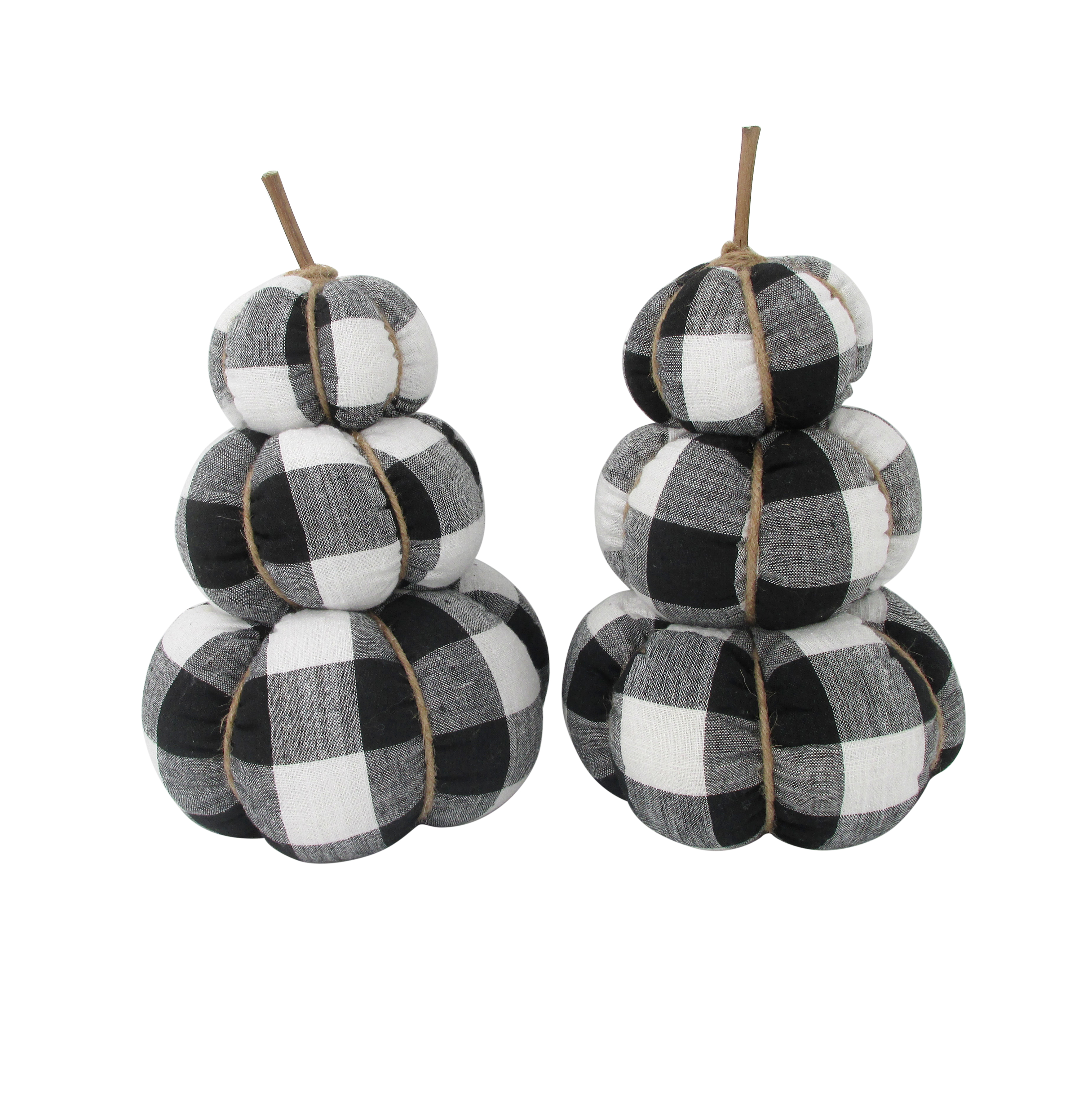 Way To Celebrate Harvest Plaid Stacked Fabric Pumpkins, Black, 2 Count - image 2 of 4