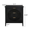 thumbnail image 3 of 3-Drawer Hollow-Carved Accent Cabinet, Solid Wood Storage with Metal Handles for Bedroom Living Room Entryway, Child-Safe Anti-Tip Design, Black, 3 of 9