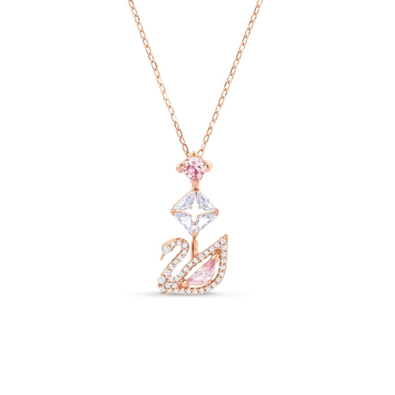 Collar con colgante de cisne de Swarovski en oro rosa y transparente