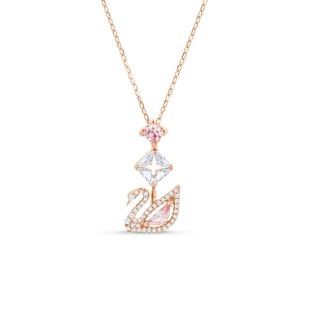 Collar con colgante de cisne de Swarovski en oro rosa y transparente