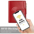 thumbnail image 2 of Genuine Leather Wallets for Women RFID Blocking Bifold with Zipper Pocket, 2 ID Windows, 18 Card Slots, Red, 2 of 7