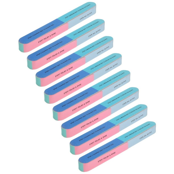8 limas de uñas profesionales de 6 lados y 7 pasos, bloques pulidores para uñas, herramientas para mujeres.