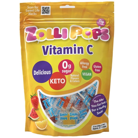 ZOLLIPOPS Sugar Free Vitamin C Lollipops, Allergen Free 8 oz