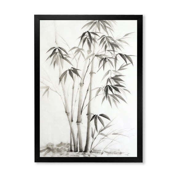 Designart 'Vintage Black and White Bamboo II' Traditional Framed Art Print