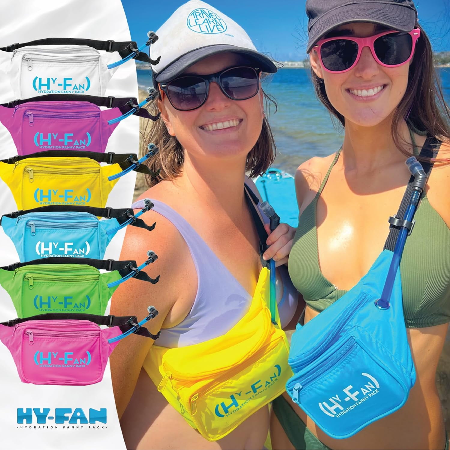 Hydration Fanny Pack with Bladder, 17oz BPA-Free, Hands-Free Design, Secure Pockets, Ideal for Athletic Outdoor Activities, Travel and More - Yellow