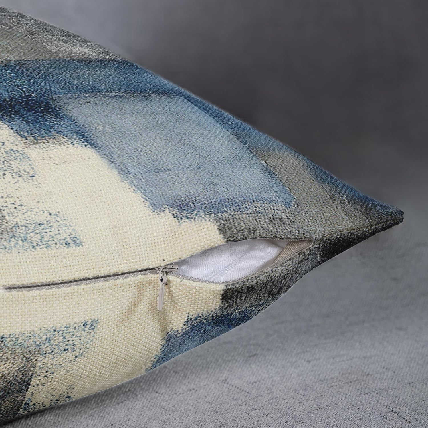 Set of 4 Throw Pillow Covers 20x20 Inch Blue and Grey White Artwork Contemporary Decorative Gray Cushion Cases for Sofa Bedroom Car Decor Add an Elegant Touch with Modern Artistic Design