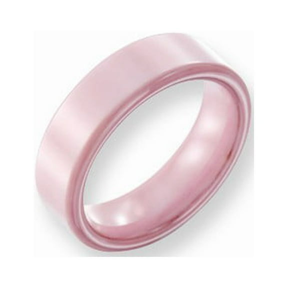 Ceramic Pink Faceted 5.5mm Polished Band Ring - Size 8.5