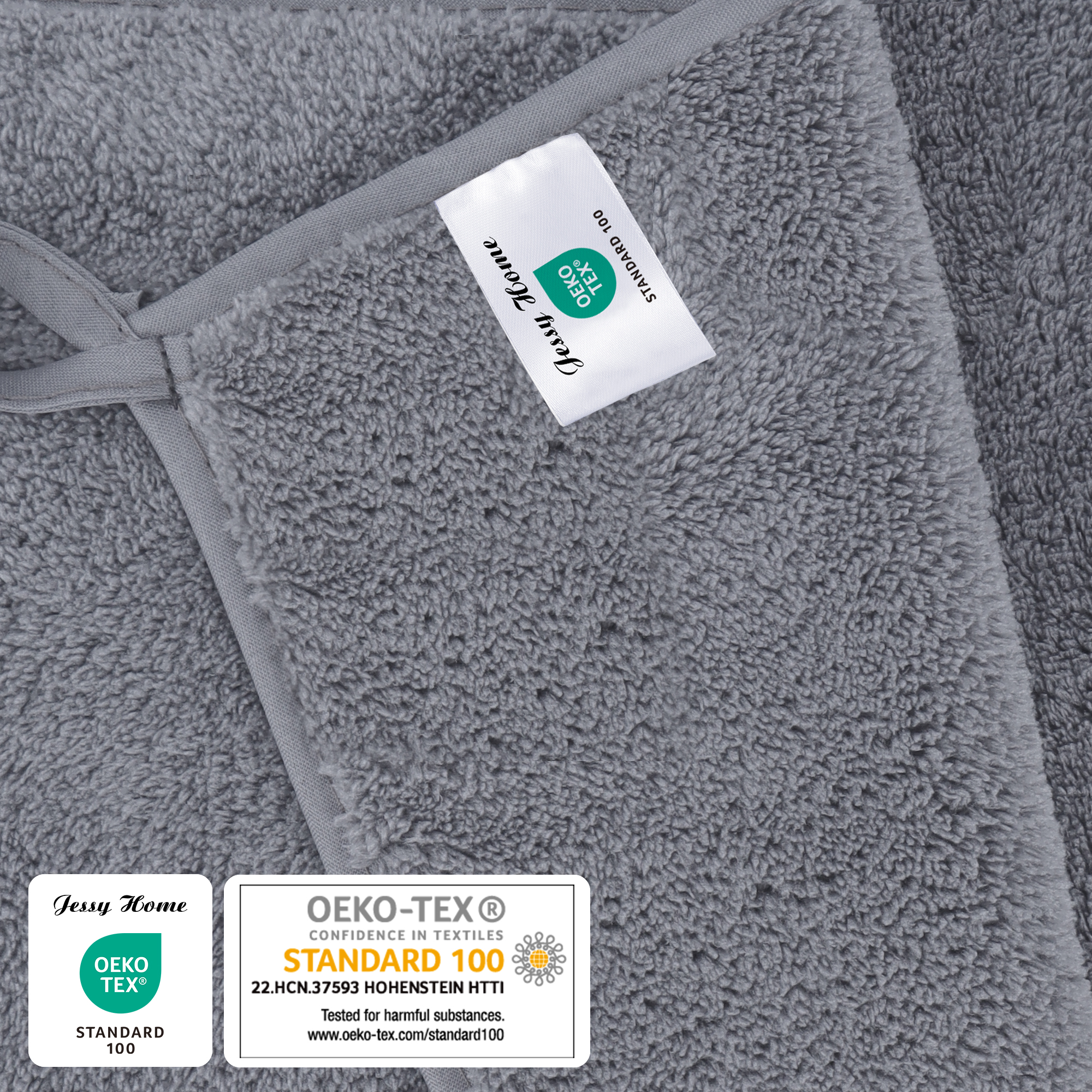 Jessy Home 4-Pack Ultra Soft Bath Towel Set, Dark Gray photo 4