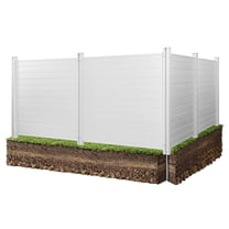 VEVOR 4 Panels Outdoor Privacy Screen, 50 x 50 in Air Conditioner Fence with 27.6 in Ground Stakes, Pool Equipment Enclosure, Horizontal Vinyl Privacy Fence, Ideal for Trash Can and A/C Units, White